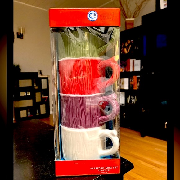 Stoneware Mug Set, 7oz, New in Box, “Forest Trees” Pattern, Set of 4 - Picture 3 of 9